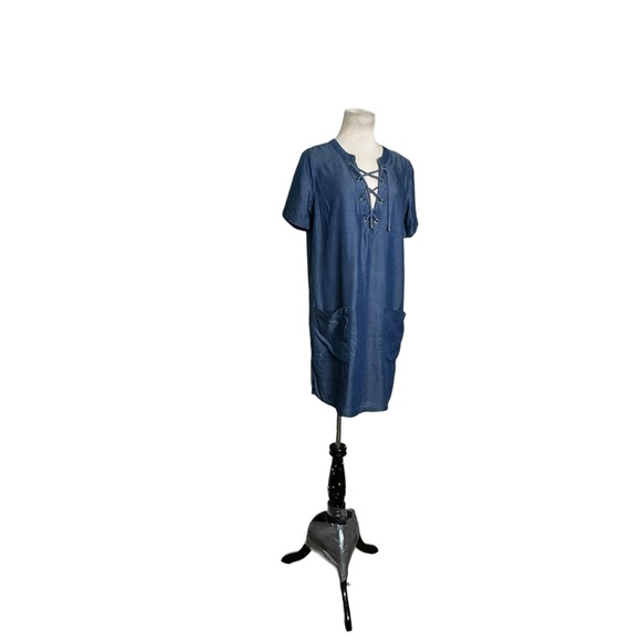Lovers + Friends blue chambray short sleeves mini dress size Small - Picture 14 of 14